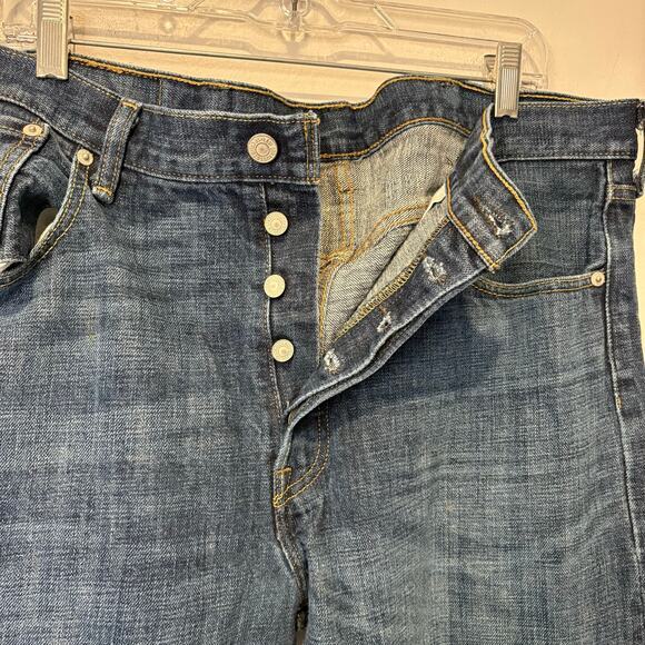 Levi's 501 Men's Dark Wash Denim Classic Straight Leg Button Fly‎ 38x30 - Picture 3 of 6
